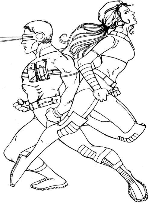 coloriage x men cyclope et emma grace